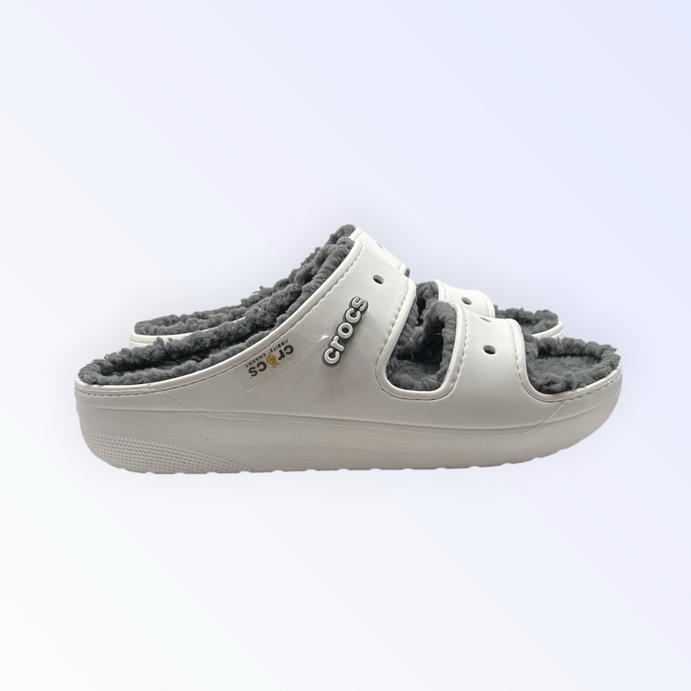 Crocs Unisex Classic Cozzzy Faux Fur Lined Chunky Sandals White Size M12